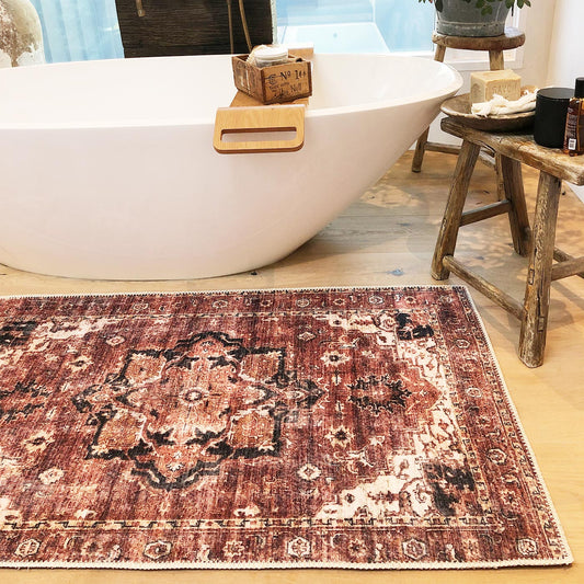 Distressed Vintage Cezanne Terracotta Runner - VITAL 2244-01