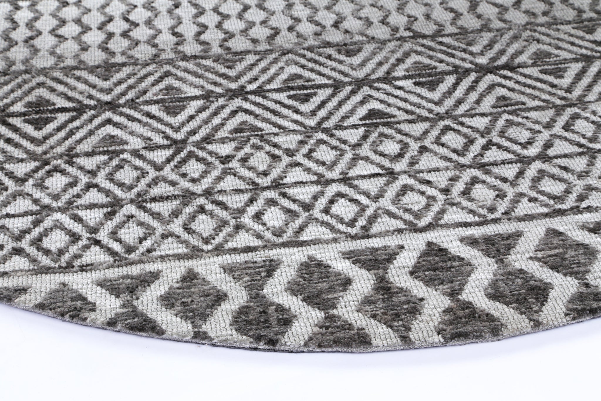 Amritsar Ramdass Grey Round Cotton Blend Rug