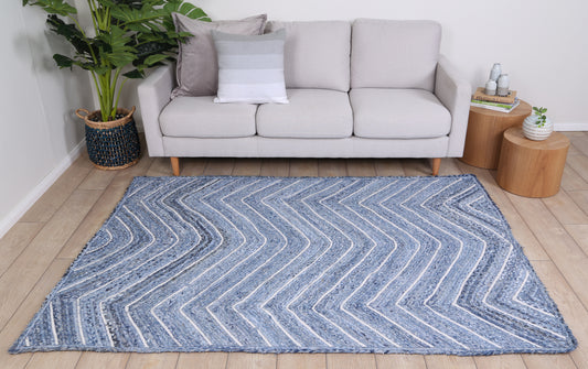 Artisan Blue Chevron Rug