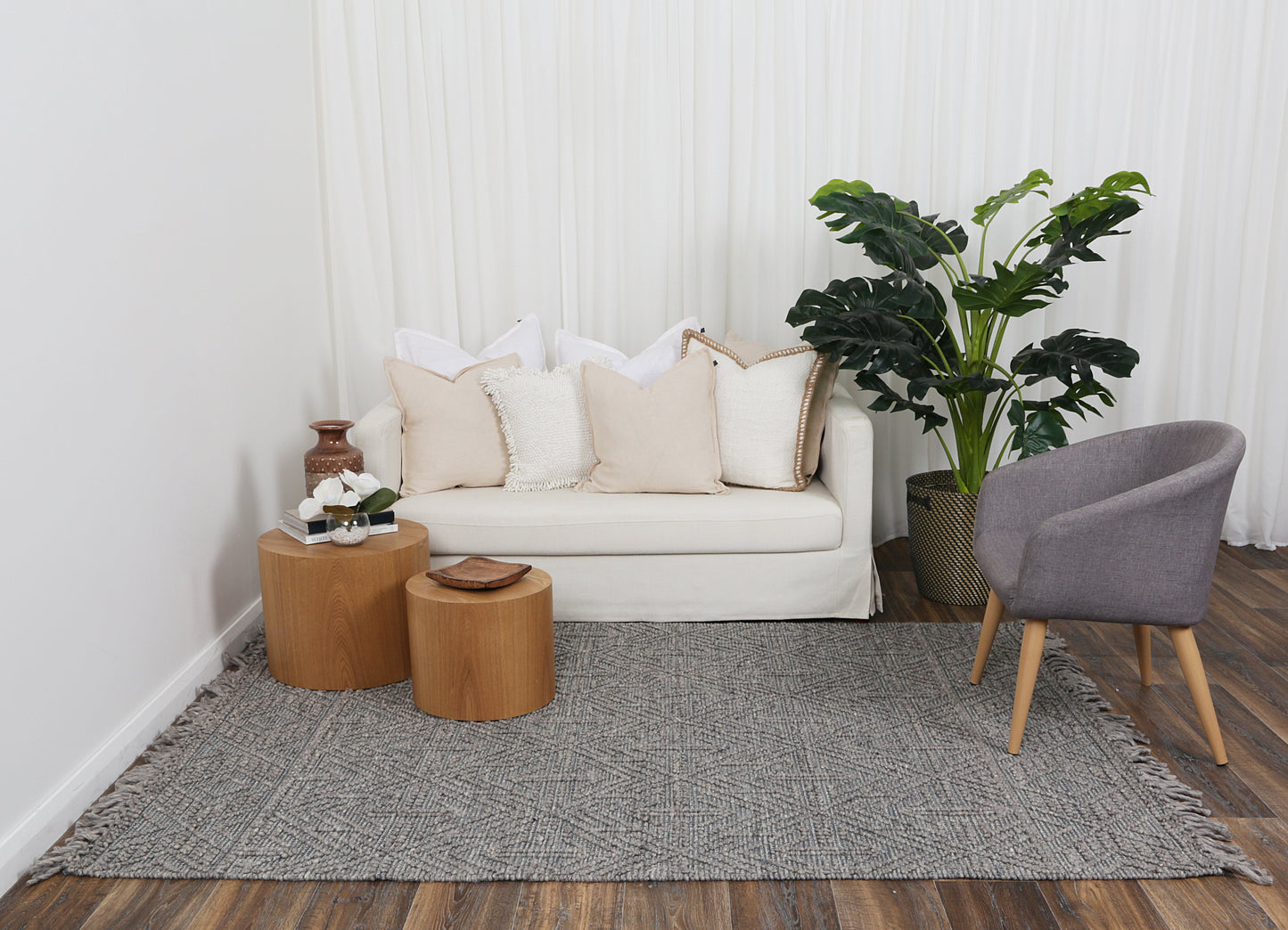 Diego Tribal Grey Multi Wool Rug - DIEG02