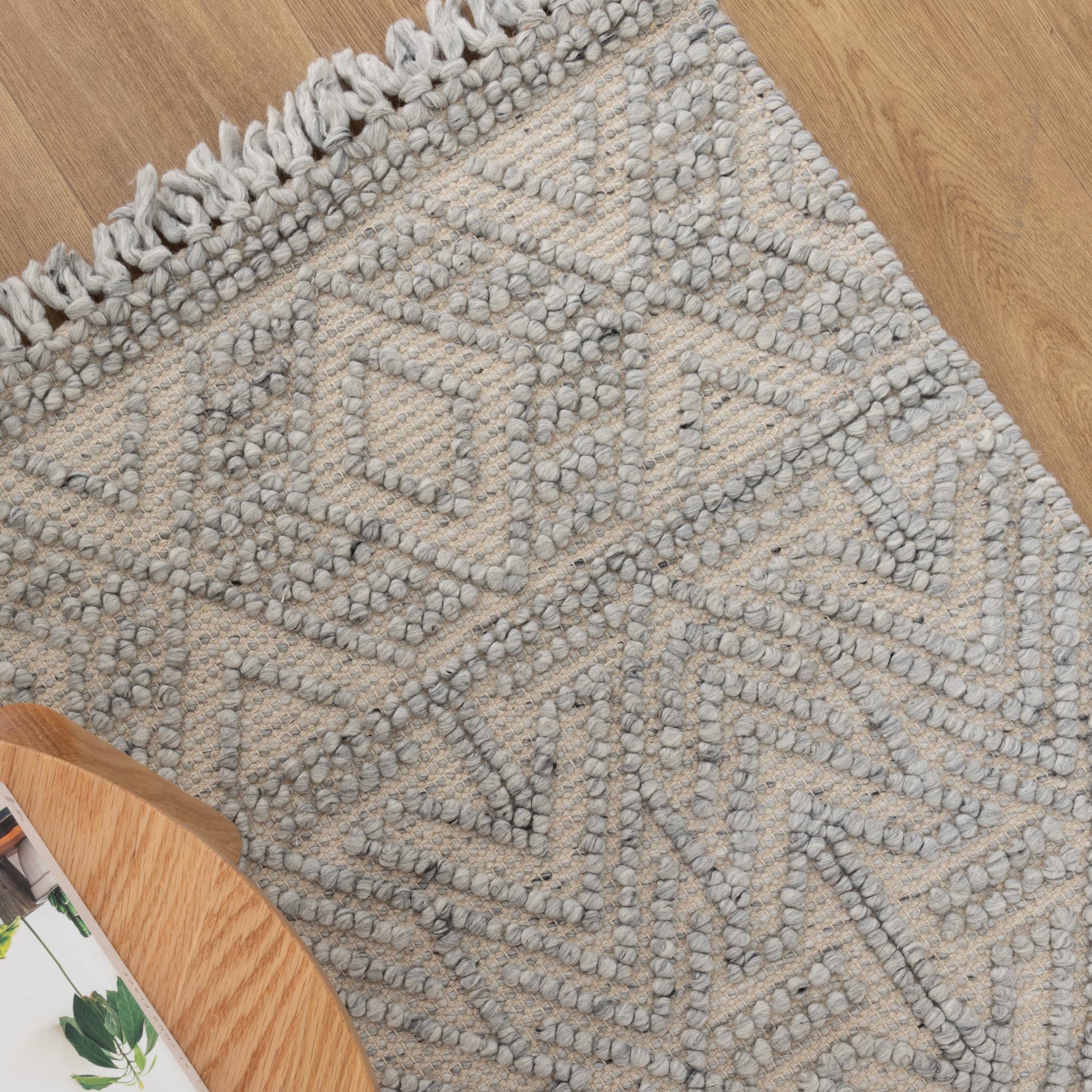 Diego Tribal Grey Wool Rug - DIEG02