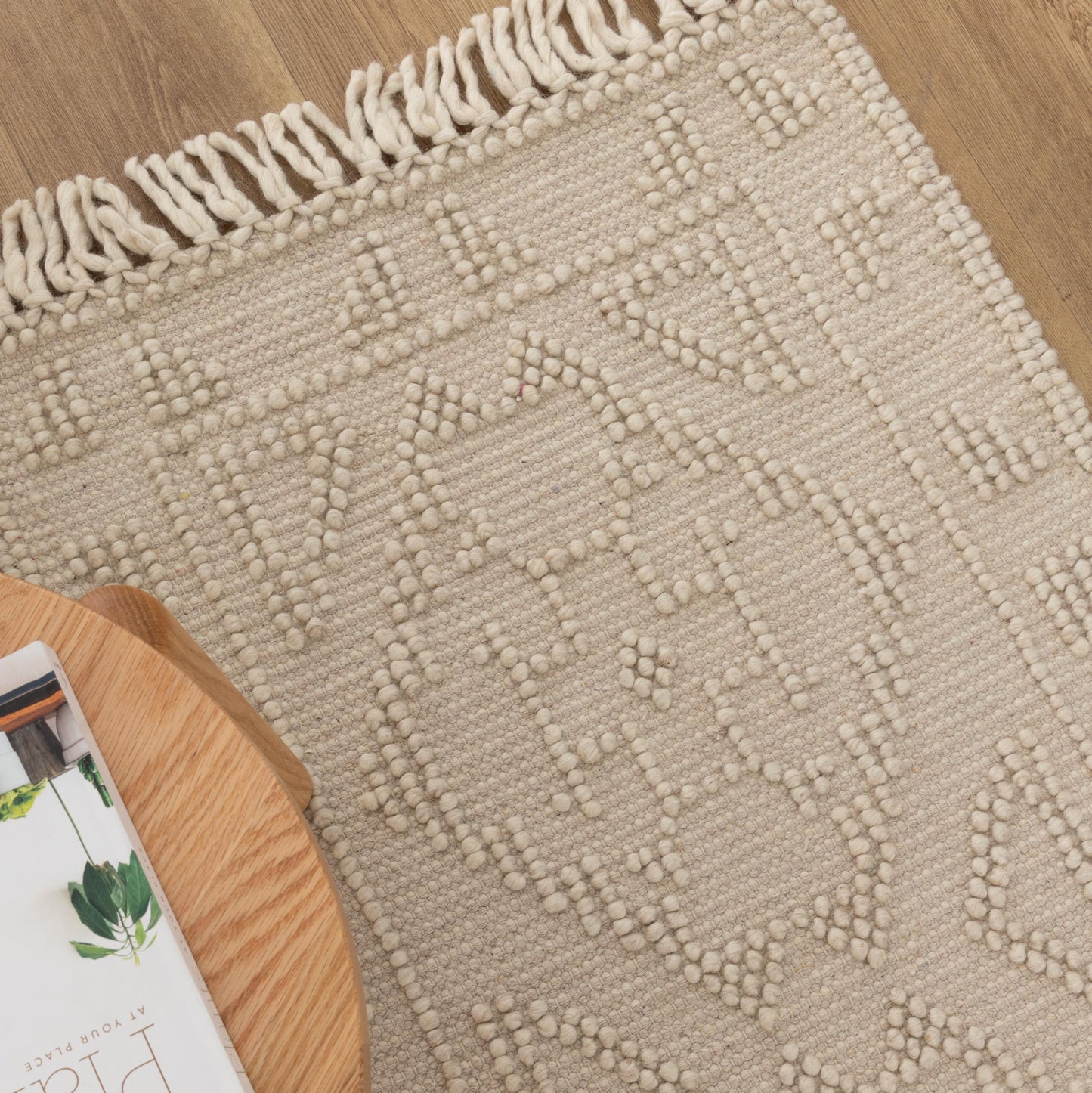 Diego Ornamental Beige Wool Rug - DIEG03