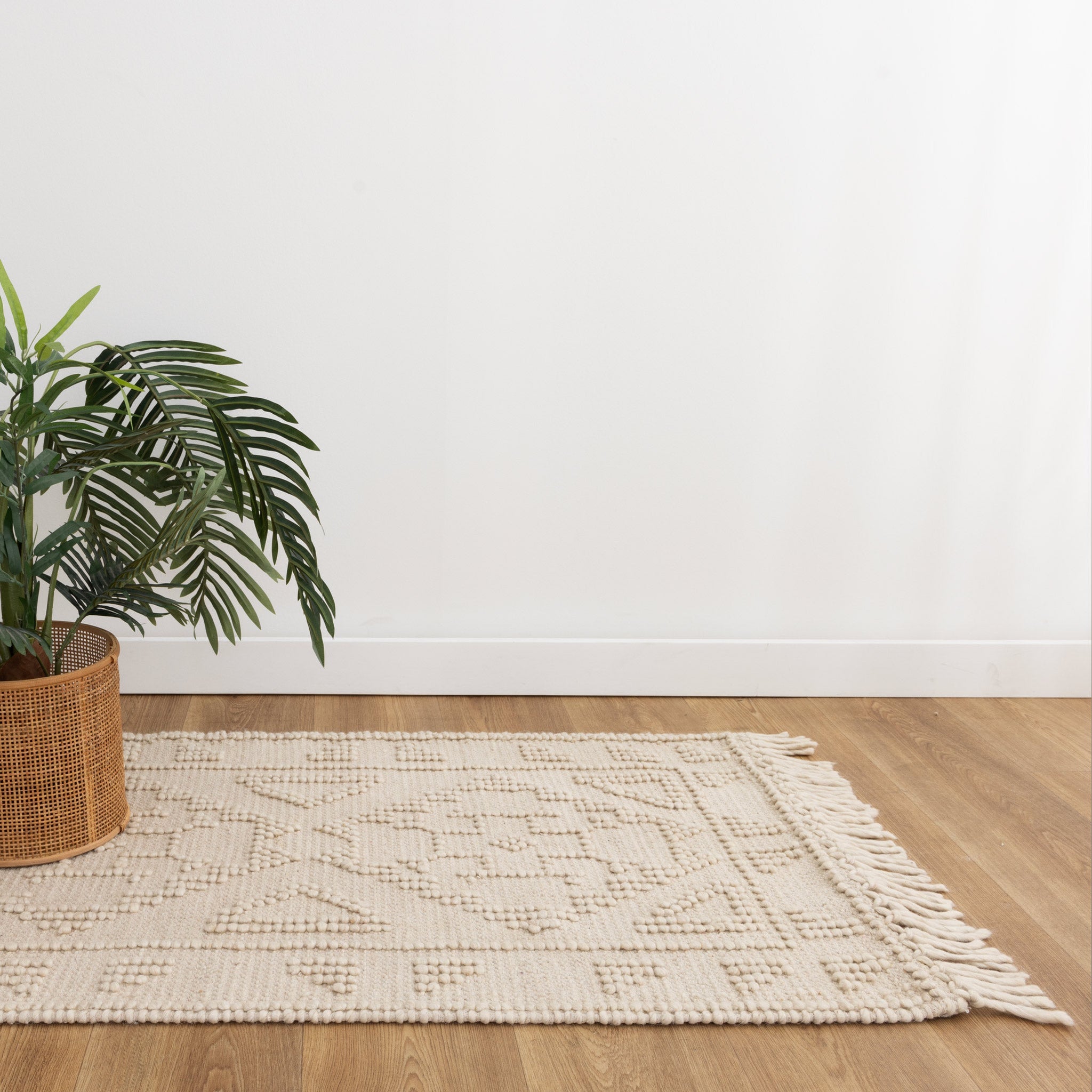 Diego Ornamental Beige Wool Rug - DIEG03