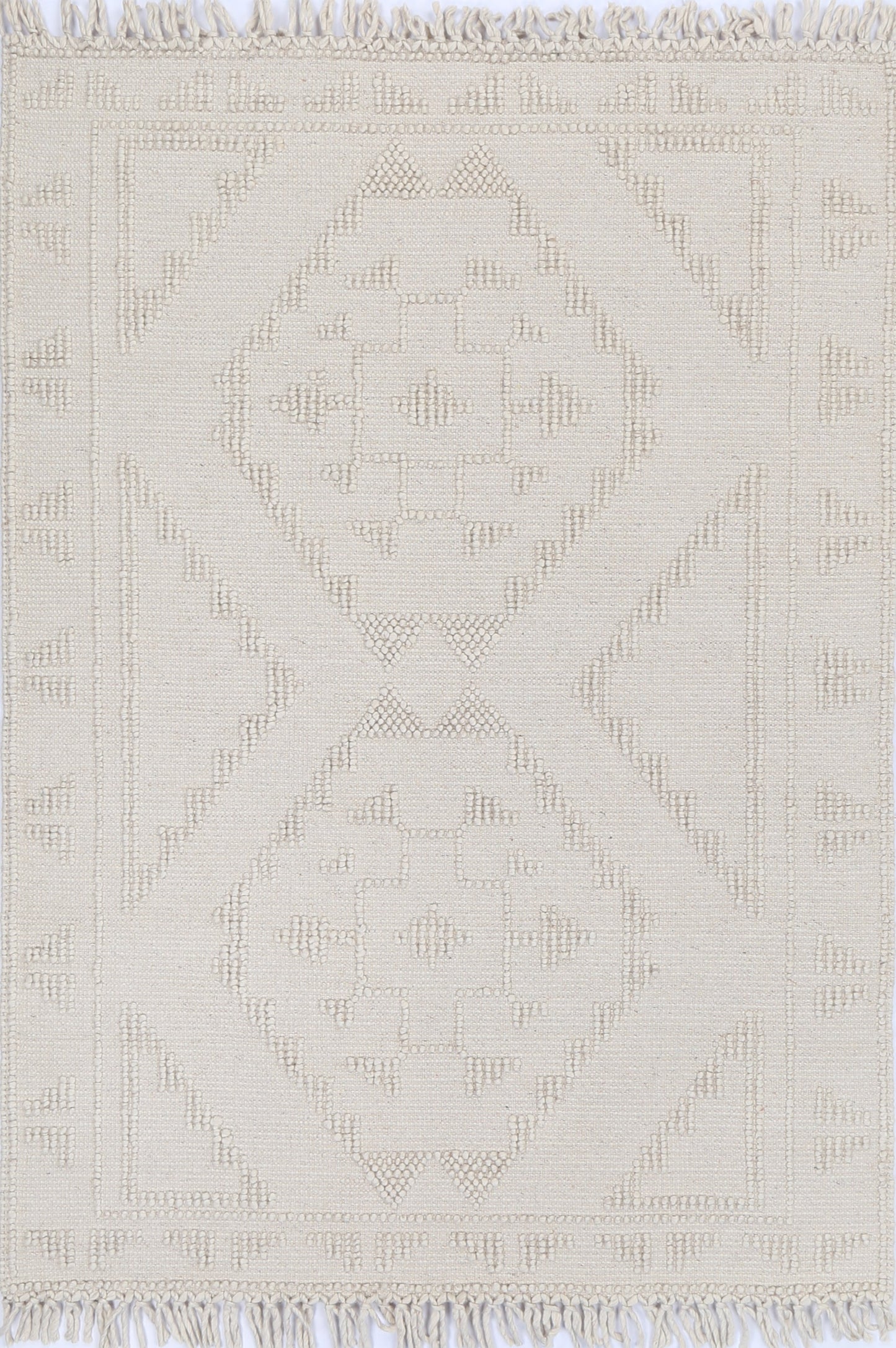 Diego Ornamental Beige Wool Rug - DIEG03
