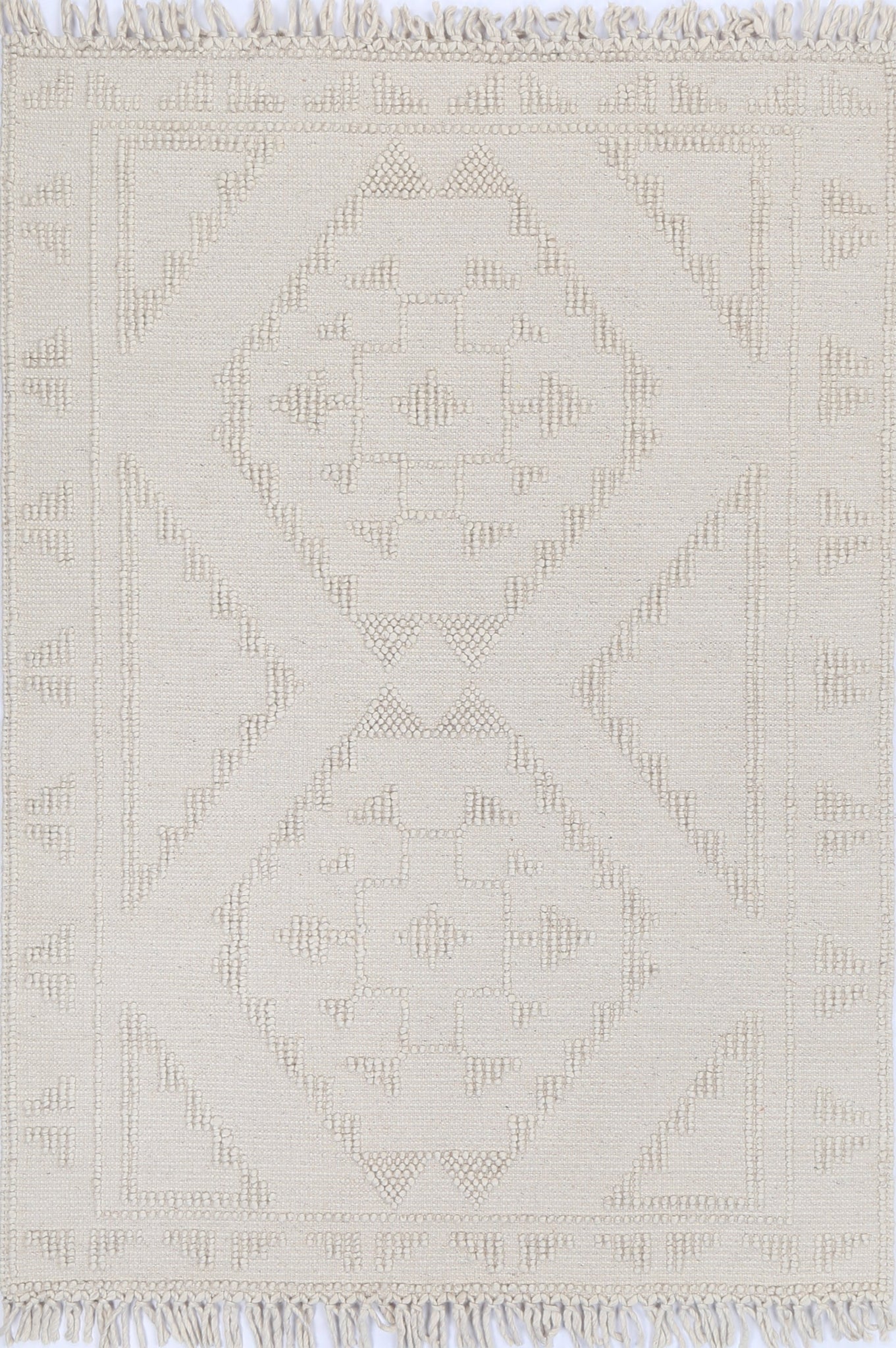 Diego Ornamental Beige Wool Rug - DIEG03