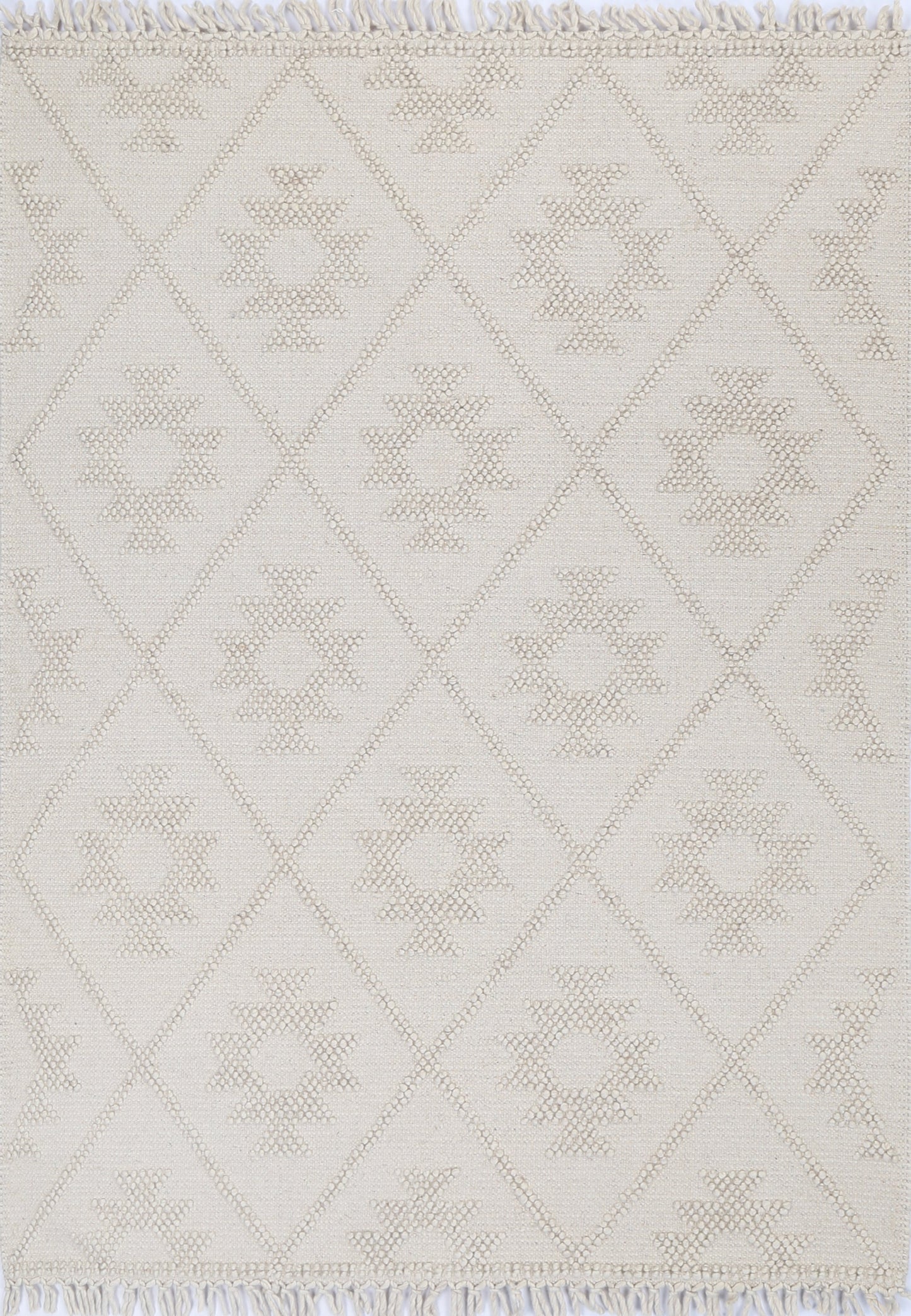 Diego Geometric Beige Wool Rug - DIEG04