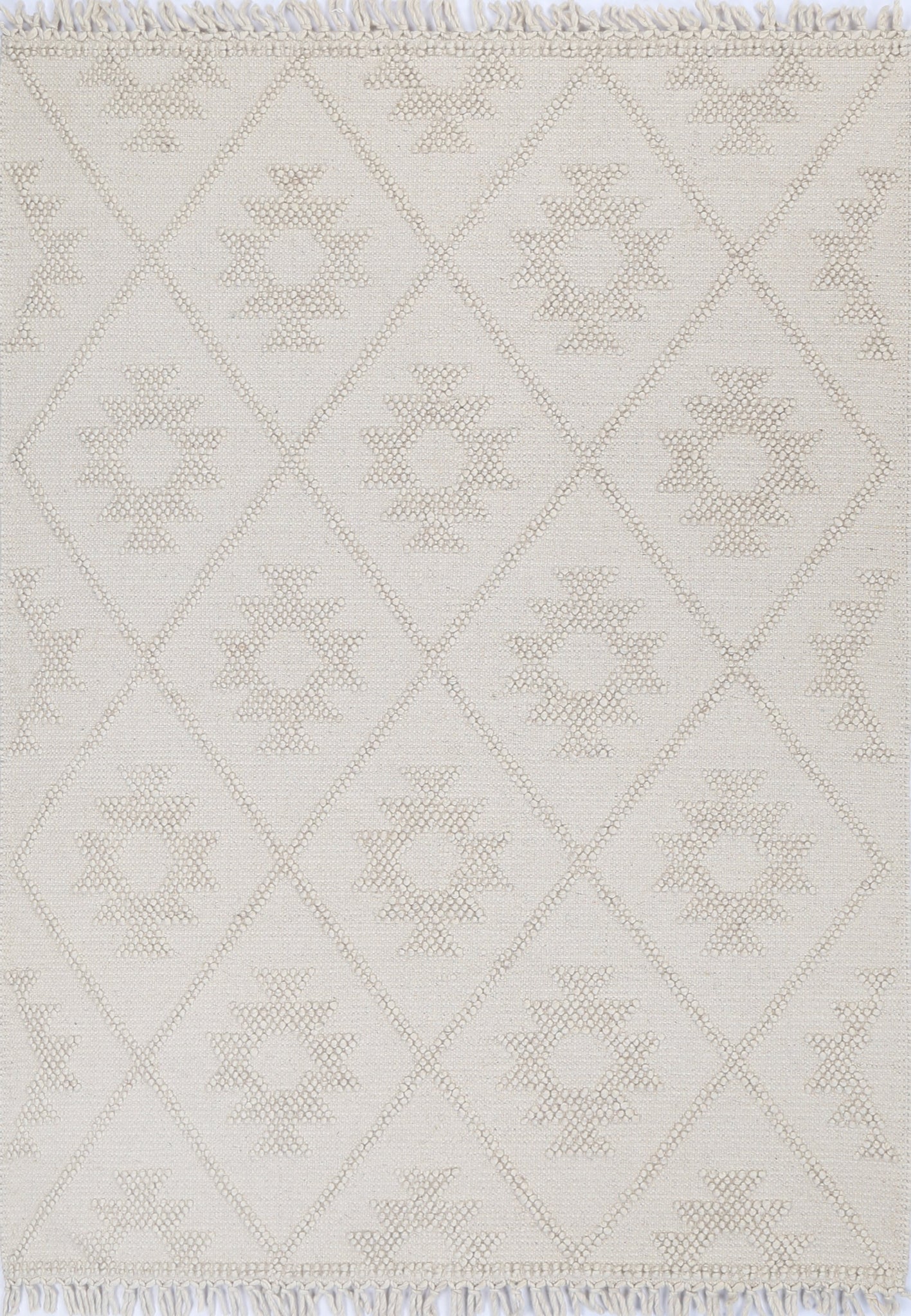 Diego Geometric Beige Wool Rug - DIEG04