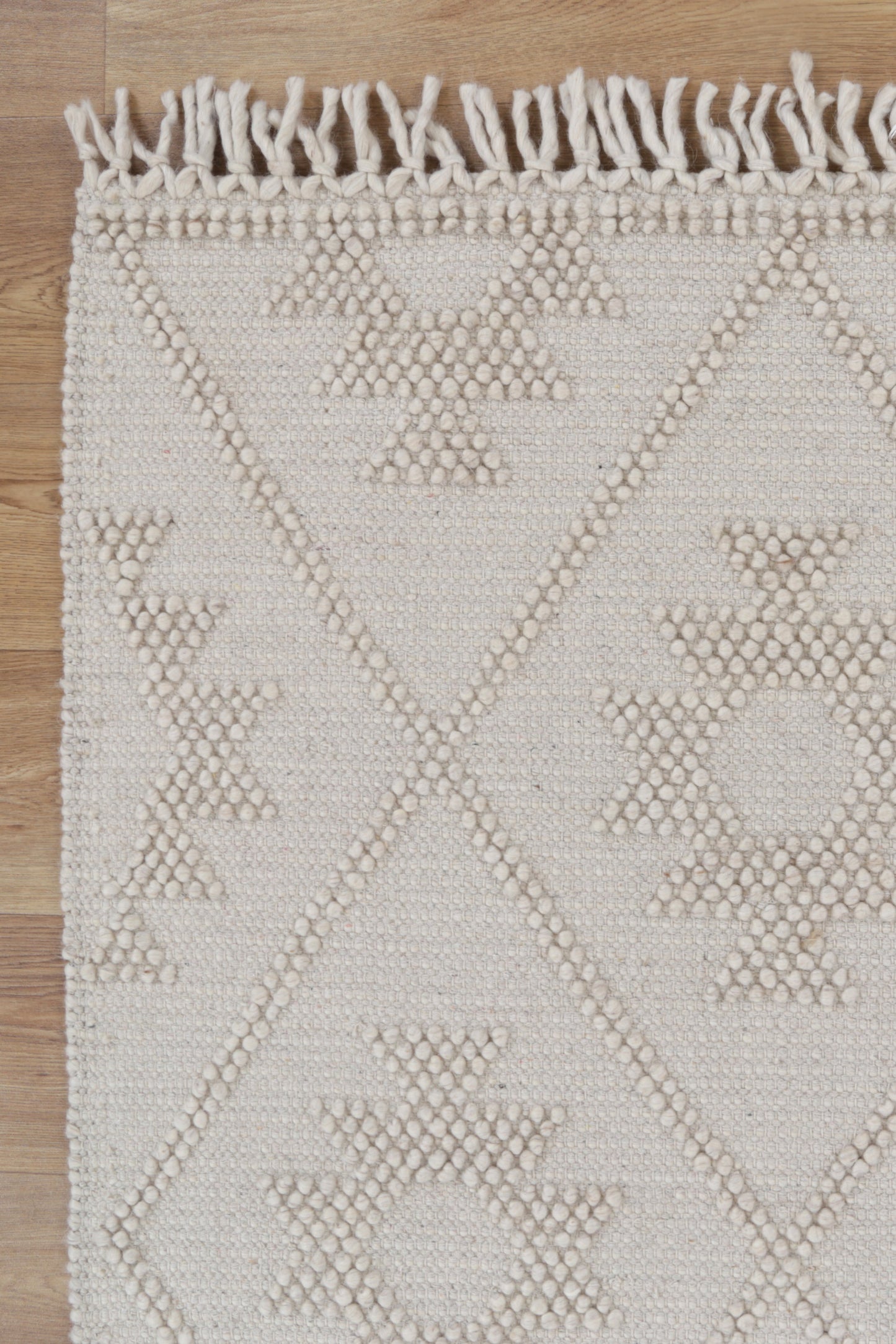 Diego Geometric Beige Wool Rug - DIEG04