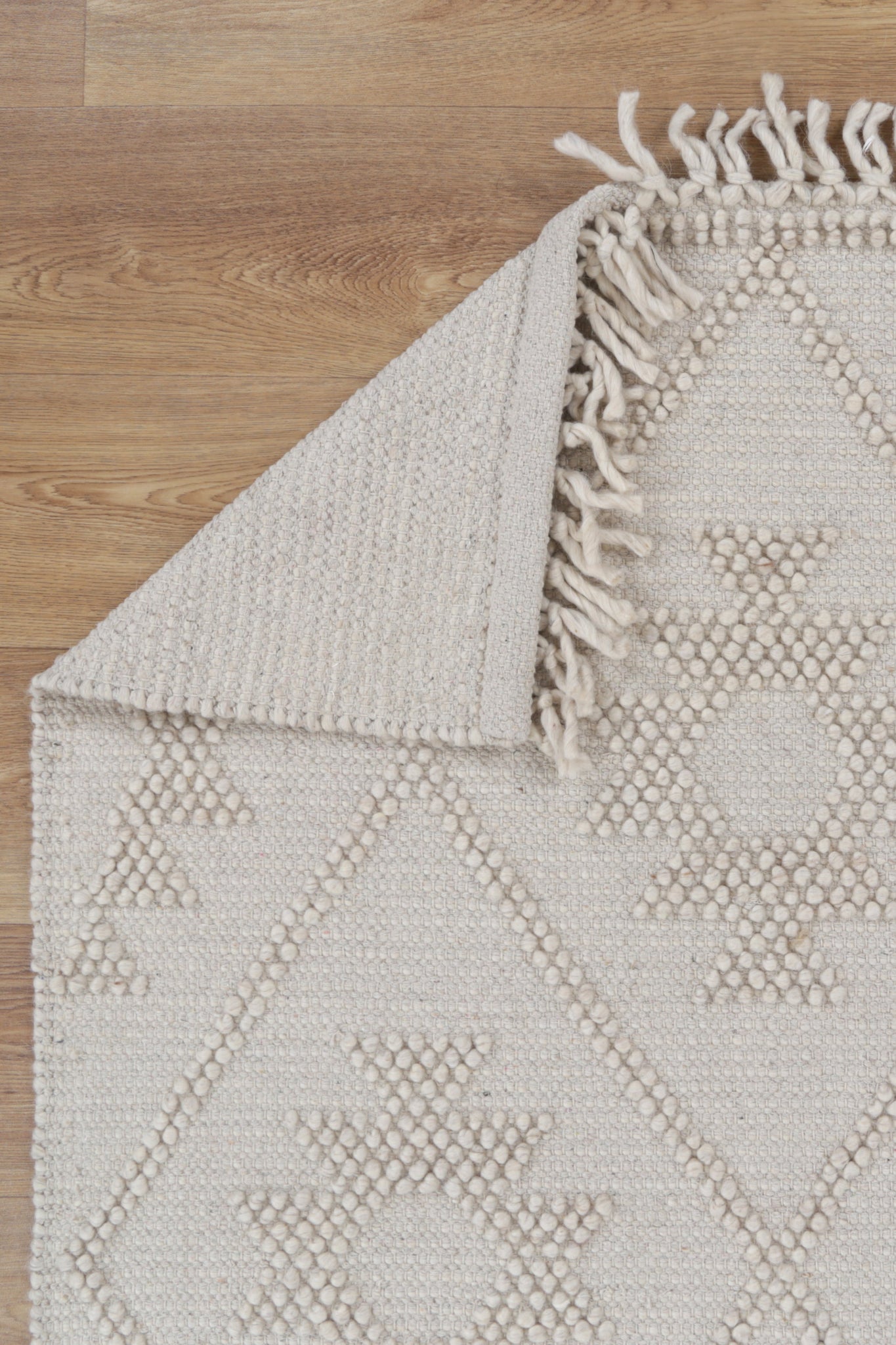 Diego Geometric Beige Wool Rug - DIEG04