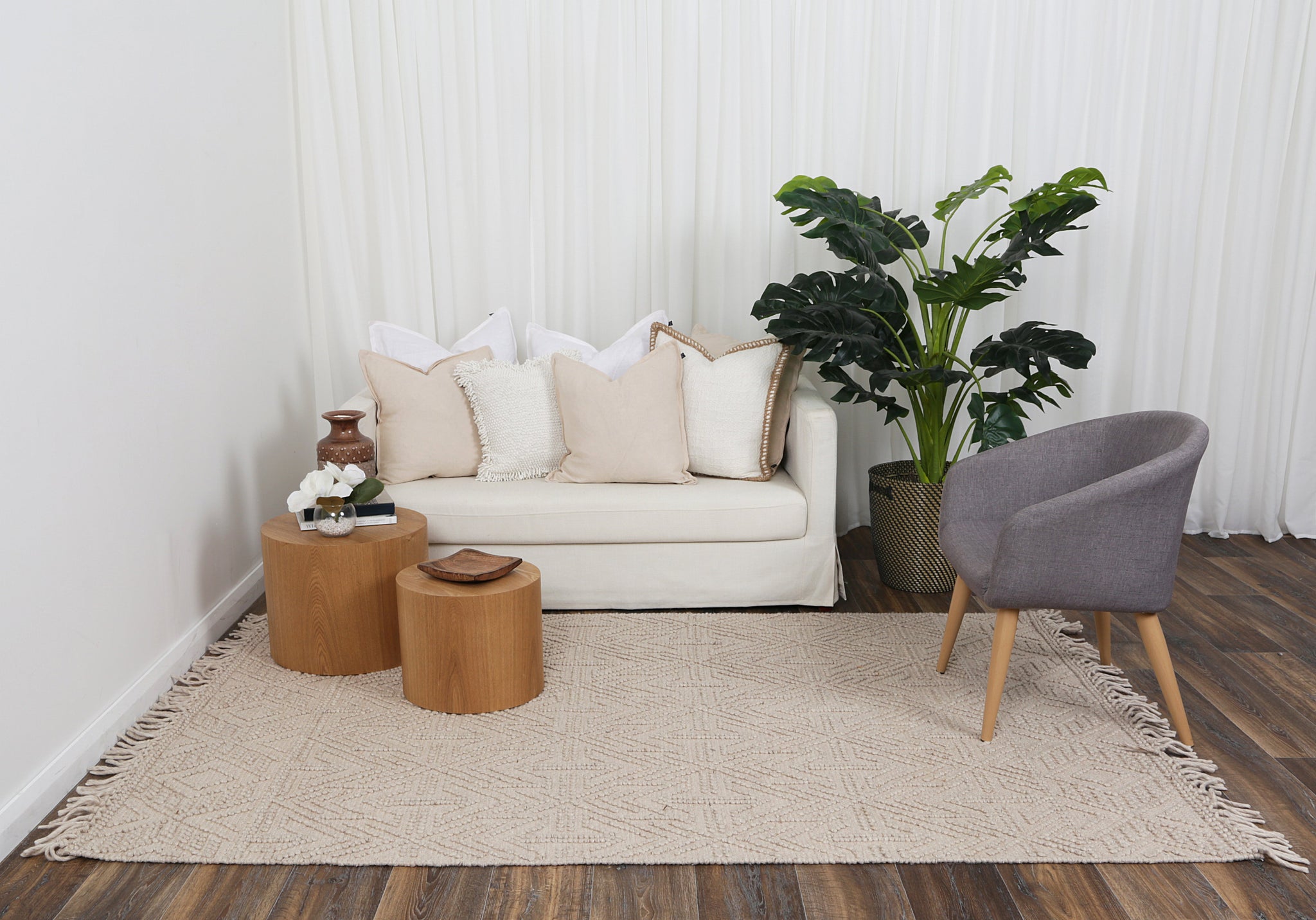 Diego Geometric Brown Wool Rug - DIEG04