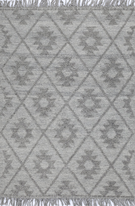 Diego Geometric Grey Multi Wool Rug - DIEG04