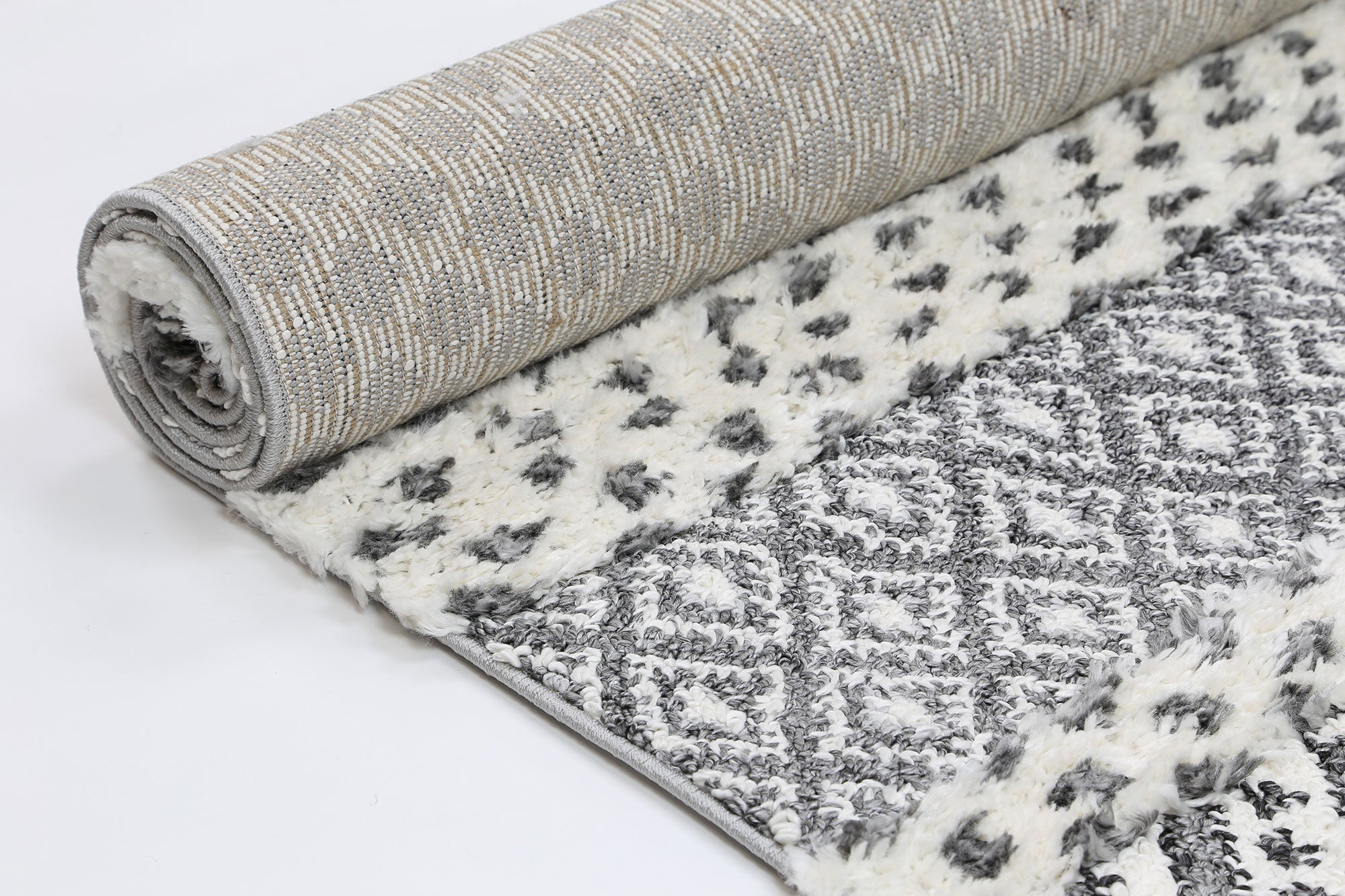 Kaza Tribal Edge Cream Anthracite Rug