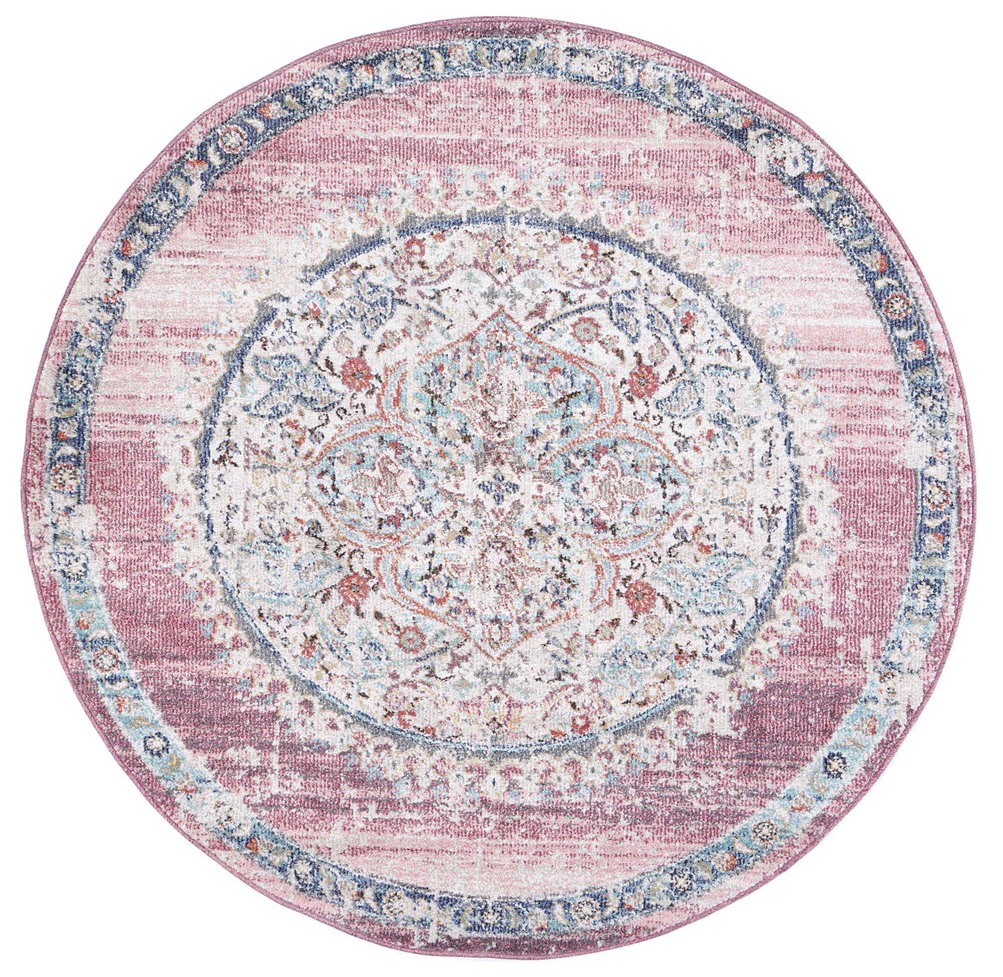 Salsa Hollow Medalion Transitional Blush Round Rug