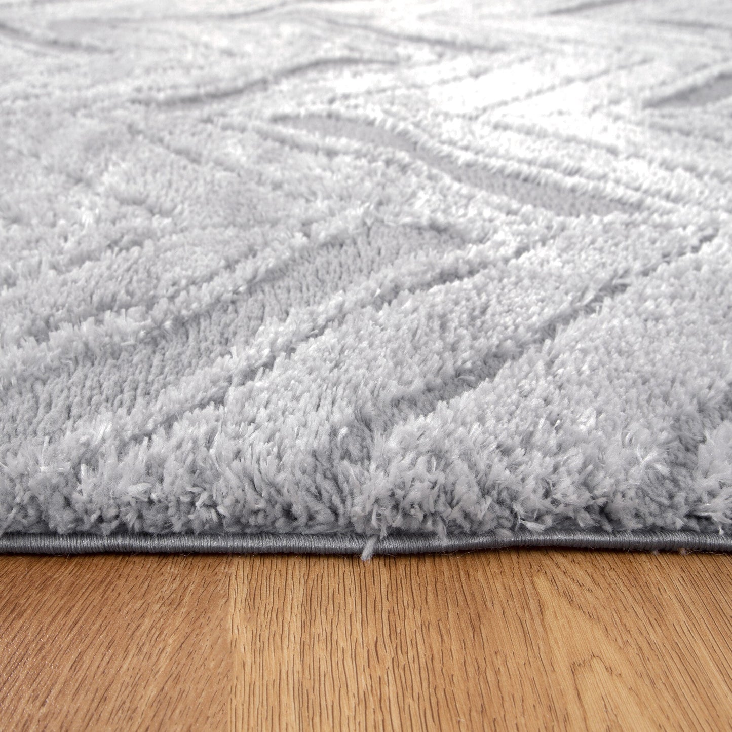 Tender Chevron Silver Shag Rug