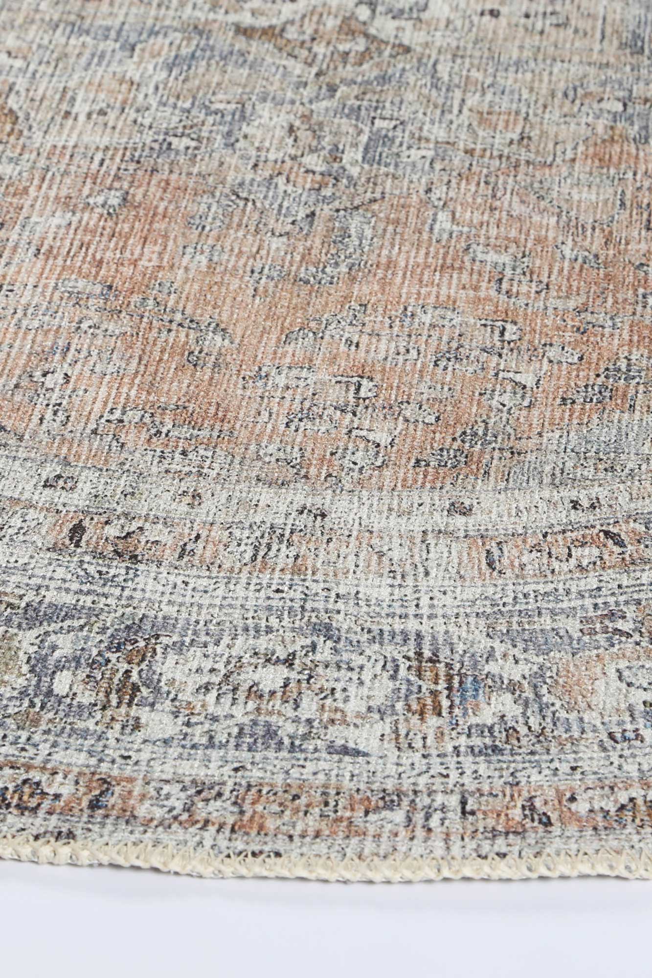 Distressed Vintage Oxus Desert Round Rug - VITAL 3249-07