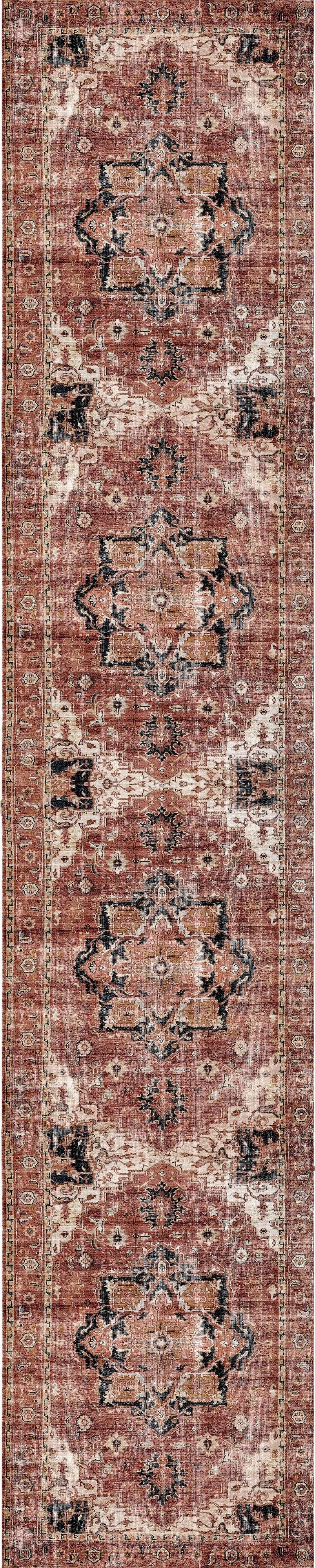 Distressed Vintage Cezanne Terracotta Runner - VITAL 2244-01
