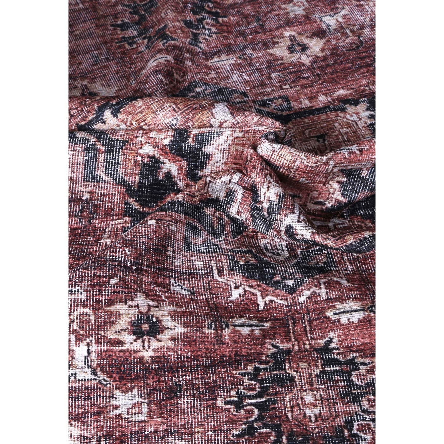 Distressed Vintage Cezanne Terracotta Round Rug - VITAL 2244-01