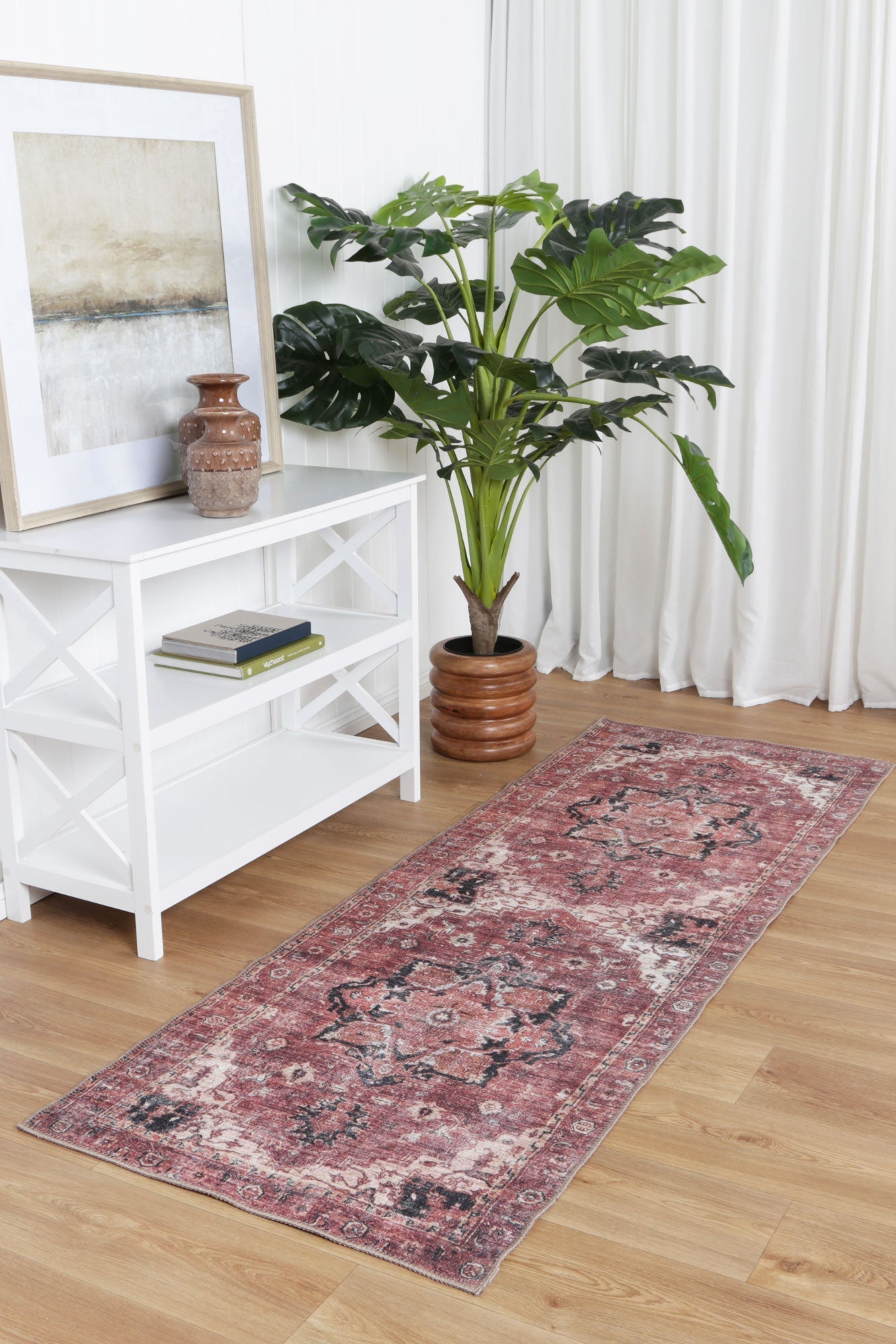 Distressed Vintage Cezanne Terracotta Runner - VITAL 2244-01