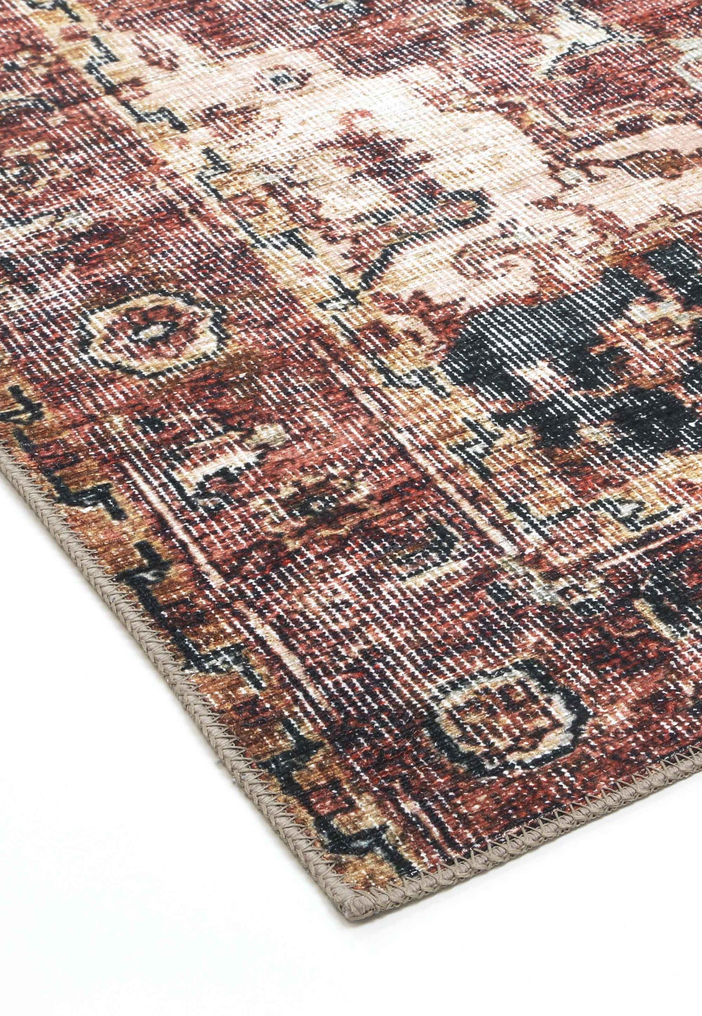 Distressed Vintage Cezanne Terracotta Runner - VITAL 2244-01