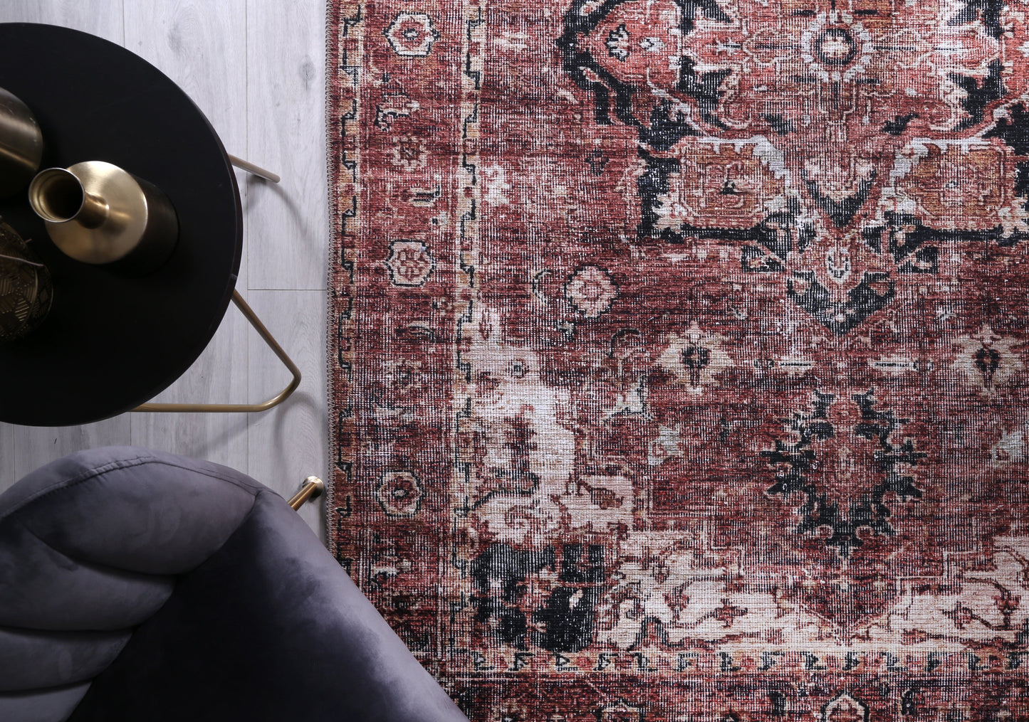 Distressed Vintage Cezanne Terracotta Area Rug - VITAL 2244-01