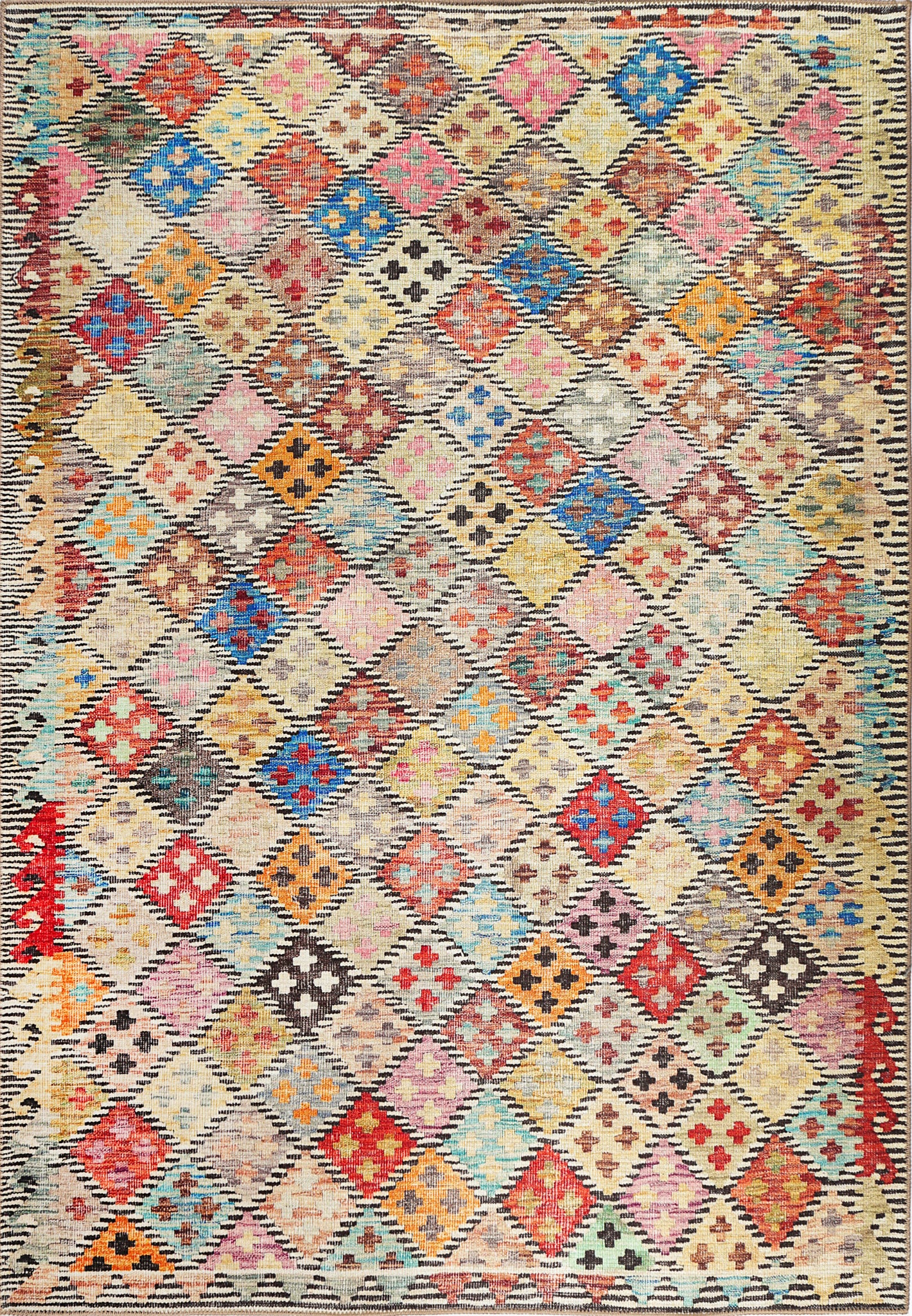 Diamond Vintage Multi Washable Rug - VITAL 2643-00