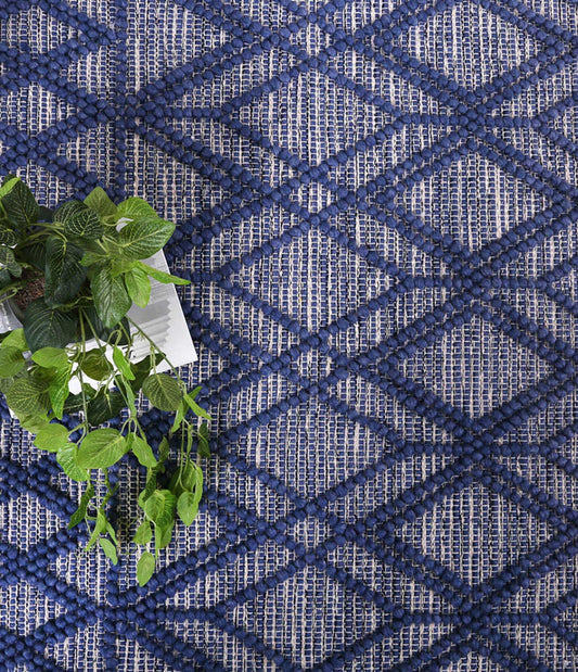 Himalaya Cobblestone Tribal Blue Wool Rug