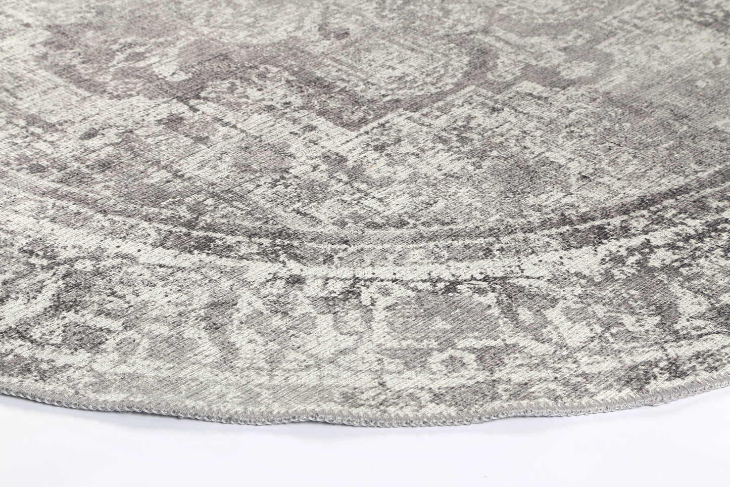 Distressed Vintage Chilaz Grey Round Rug - VITAL 2085-04